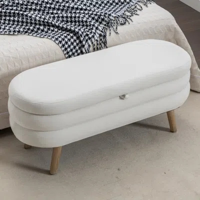 Streamdale Furniture Streamdale Velvet Fabric Storage Bench Bedroom Bench With Wood Legs For Living