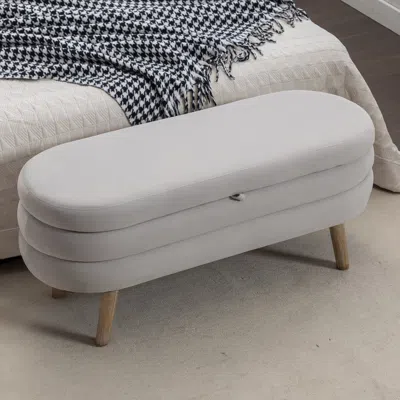 Streamdale Furniture Streamdale Velvet Fabric Storage Bench Bedroom Bench With Wood Legs For Living