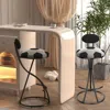 Streamdale Furniture Streamdale Velvet Football Print Bar Stools Set Of 2 - Black Frame In Multi
