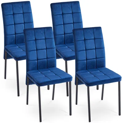 Streamdale Furniture Streamdale Velvet High Back Nordic Dining Chair Modern Fabric Chair With Legs