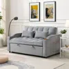 Streamdale Furniture Streamdale Velvet Loveseat Futon Sofa Bed With Reclining Backrest & Pillows In Gray