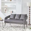 Streamdale Furniture Streamdale Velvet Loveseat Settee With Pillows - Small Sofa For Small Spaces In Gray