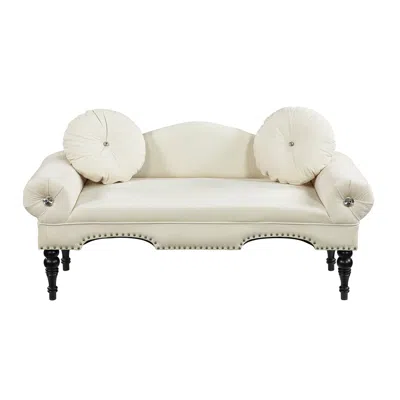 Streamdale Furniture Streamdale Velvet Loveseat Sofa - 54" Wooden Legs & Nailhead Trim