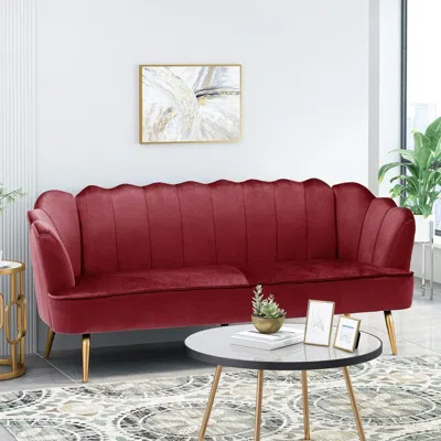 Streamdale Furniture Streamdale Velvet Modern Glam Sofa With Channel Stitching