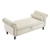 Streamdale Furniture Streamdale Velvet Multifunctional Storage Rectangular Ottoman Bench With 1 Pillow, Beige
