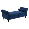 Streamdale Furniture Streamdale Velvet Multifunctional Storage Rectangular Ottoman Bench With 1 Pillow, Navy Blue