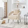 Streamdale Furniture Streamdale Velvet Open Back Accent Chair With Metal Legs, Beige