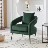 Streamdale Furniture Streamdale Velvet Open Back Accent Chair With Metal Legs, Green