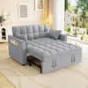 Streamdale Furniture Streamdale Velvet Sleeper Sofa Couch Bed - Small Loveseat With Pillows - Gray