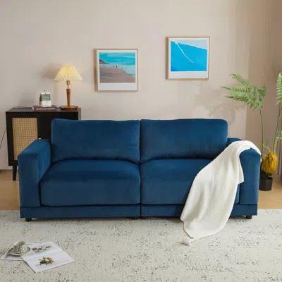 Streamdale Furniture Streamdale Velvet Sofa - Modern Square Arm, Deep Cushions