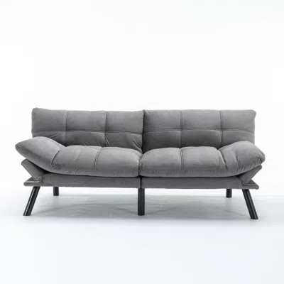 Streamdale Furniture Streamdale Velvet Sofa Bed In Gray