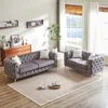 Streamdale Furniture Streamdale Velvet Sofa Set: 3+2 Seater, Wood Frame, Metal Legs, Cushions In Gray