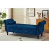 Streamdale Furniture Streamdale Velvet Storage Ottoman Bench With Crystal Buckle, Blue
