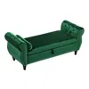 Streamdale Furniture Streamdale Velvet Storage Ottoman Bench With Pillow - Dark Green In Green