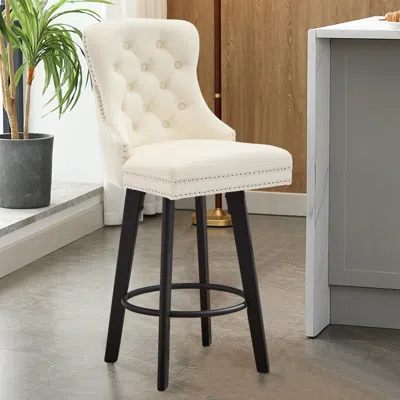 Streamdale Furniture Streamdale Velvet Swivel Bar Stool - Button Tufted, Rivet Trim