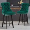 Streamdale Furniture Streamdale Velvet Swivel Bar Stools With Rivet Trim And Footrest