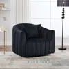 Streamdale Furniture Streamdale Velvet Swivel Barrel Chair & Half Sofa With Pillows - Black