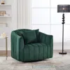 Streamdale Furniture Streamdale Velvet Swivel Barrel Chair & Half Sofa With Pillows - Green