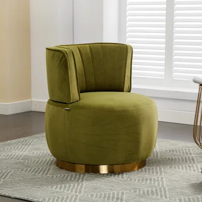 Streamdale Furniture Streamdale Velvet Swivel Barrel Chairs For Living Room Or Office In Green
