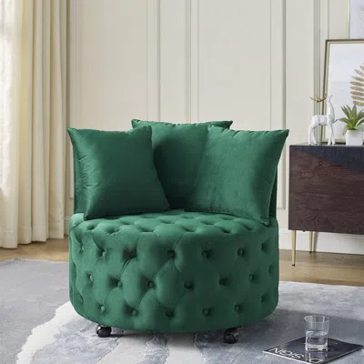 Streamdale Furniture Streamdale Velvet Swivel Chair With Tufted Design