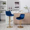 Streamdale Furniture Streamdale Velvet Swivel Footrest With Golden Legs In Blue