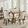Streamdale Furniture Streamdale Velvet Tufted Dining Chairs, Wood Handles & Legs, Copper Nails, Beige, Set Of 2