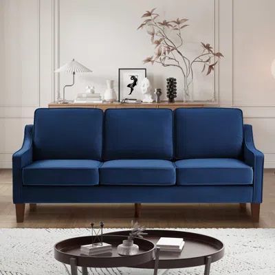 Streamdale Furniture Streamdale Velvet Upholstered 3-seater Sofa With Wood Legs