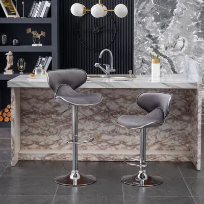 Streamdale Furniture Streamdale Velvet Upholstered Adjustable Swivel Barstool