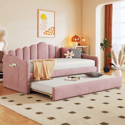 Streamdale Furniture Streamdale Velvet Upholstered Daybed With Trundle