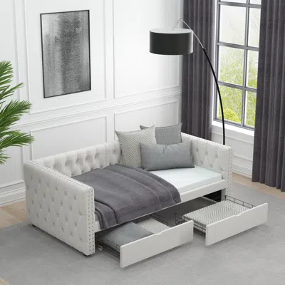 Streamdale Furniture Streamdale Velvet Upholstered Twin Daybed With Drawers