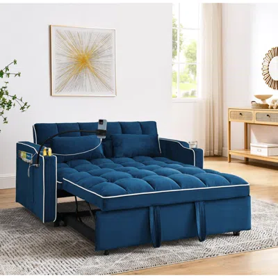 Streamdale Furniture Streamdale Versatile 55.5" Sofa Bed With Usb, Ashtray & Phone Stand (blue)