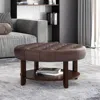 Streamdale Furniture Streamdale Versatile Button Tufted Faux Leather Ottoman With Open Shelf