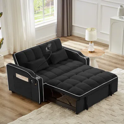 Streamdale Furniture Streamdale Versatile Foldable Sofa Bed With Modern Features In Black