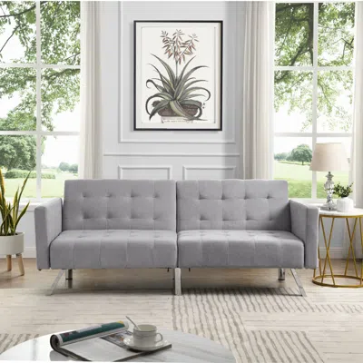 Streamdale Furniture Streamdale Versatile Linen Sofa Bed Comfort And Space-saving In Gray