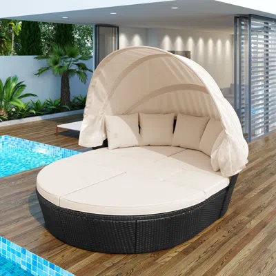Streamdale Furniture Streamdale Versatile Sun Bed With Adjustable Canopy And Cushions