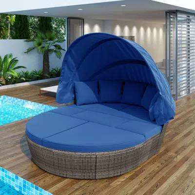 Streamdale Furniture Streamdale Versatile Sun Bed With Adjustable Canopy And Removable Cushions
