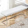 Streamdale Furniture Streamdale Versatile White Leather Bench With Silver Metal Legs For Multiple Rooms