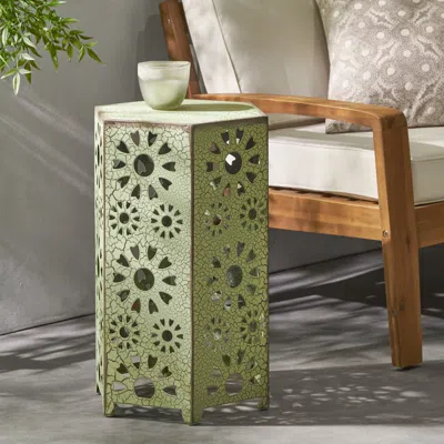 Streamdale Furniture Streamdale Vibrant Sunburst Iron Side Table Adds Color And Convenience To Your Patio