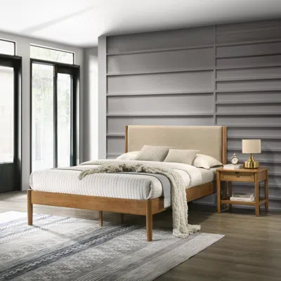 Streamdale Furniture Streamdale Vichy 2-piece Rubberwood Bedroom Set, Platform Bed With Nightstand, Queen