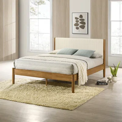 Streamdale Furniture Streamdale Vichy Rubberwood Platform Bed In Light Walnut, Queen