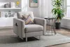 Streamdale Furniture Streamdale Victoria Linen Fabric Armchair With Metal Legs