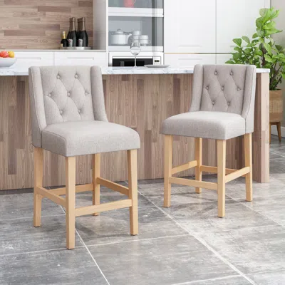 Streamdale Furniture Streamdale Vienna Contemporary Fabric Tufted Wingback 27 Inch Counter Stools