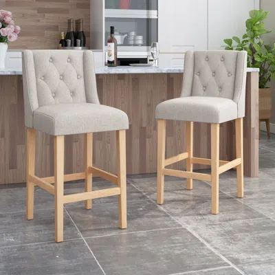 Streamdale Furniture Streamdale Vienna Contemporary Tufted Wingback Counter Stools, Set Of 2