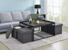 Streamdale Furniture Streamdale Vinny Black Wood Grain 5 Piece Coffee Table Set With Raised Edges