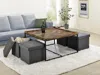 Streamdale Furniture Streamdale Vinny Weathered Oak Wood Grain 5 Piece Coffee Table Set With Raised