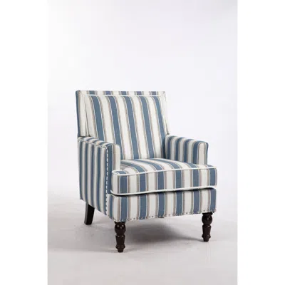 Streamdale Furniture Streamdale Vintage Accent Chair With Blue Linen