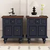 Streamdale Furniture Streamdale Vintage Blue Nightstand 2-drawer (set Of 2) In Blue