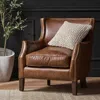 Streamdale Furniture Streamdale Vintage Brown Top Grain Leather Single Sofa With Studded Trim In Brown