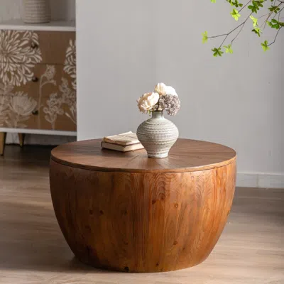 Streamdale Furniture Streamdale Vintage Bucket Coffee Table For Living Room In Brown