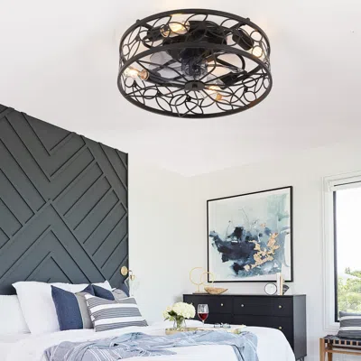 Streamdale Furniture Streamdale Vintage Caged Ceiling Fan With Remote - 18.1", Industrial Style